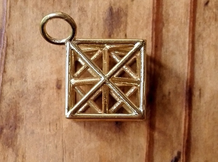 Metatron's Cube with ring 3d printed Polished Brass