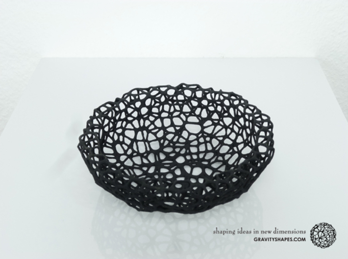 Key shell / bowl (11,5 cm) - Voronoi-Style #2 3d printed Black Strong &amp; Flexible