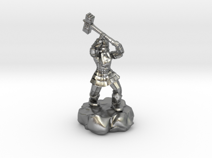 Dwarf Fighter With Warhammer 3d printed