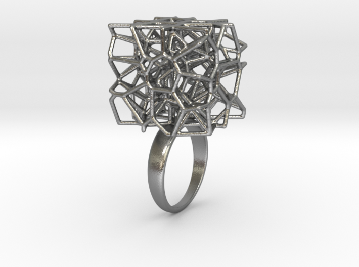 Voronoi Cube Ring (Size 8) 3d printed