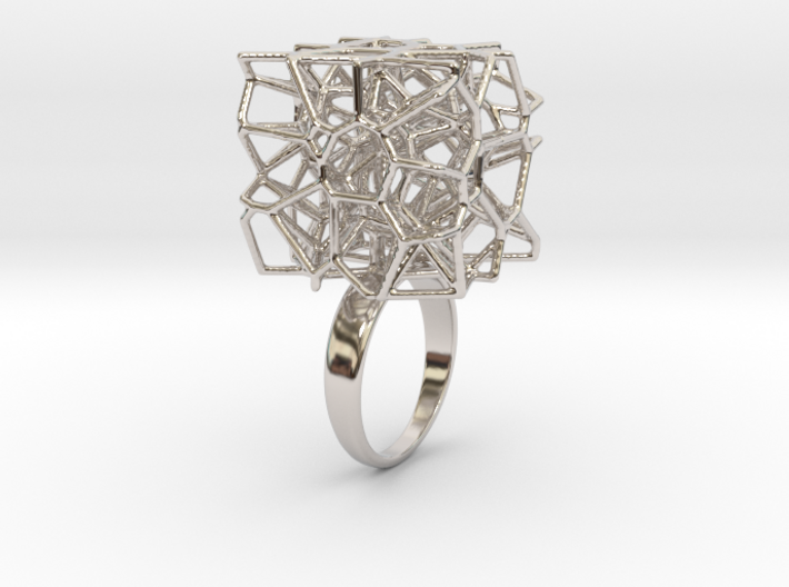 Voronoi Cube Ring (Size 8) 3d printed