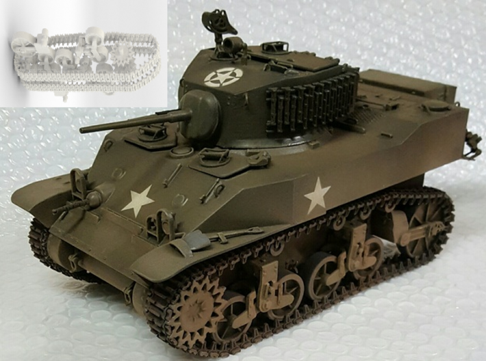 1:16 USA M5A1 Wheels and tracks 3d printed Model contains wheels and tracks only - See render