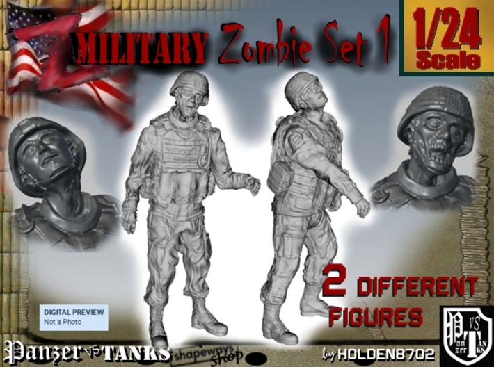 1-24 Military Zombie Set 1 3d printed