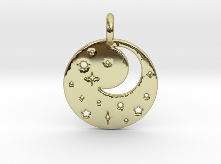 Starry Night Pendant 3d printed Starry Night Pendant in Gold