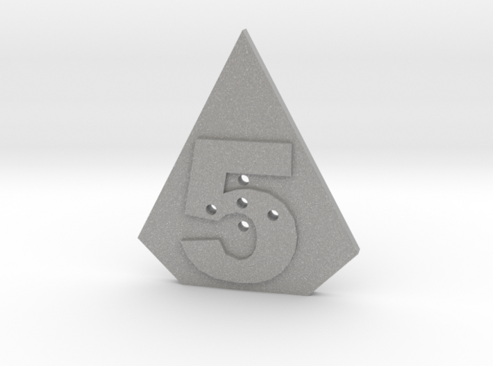 5-hole, Number 5, 5 Sided Shape Button 3d printed