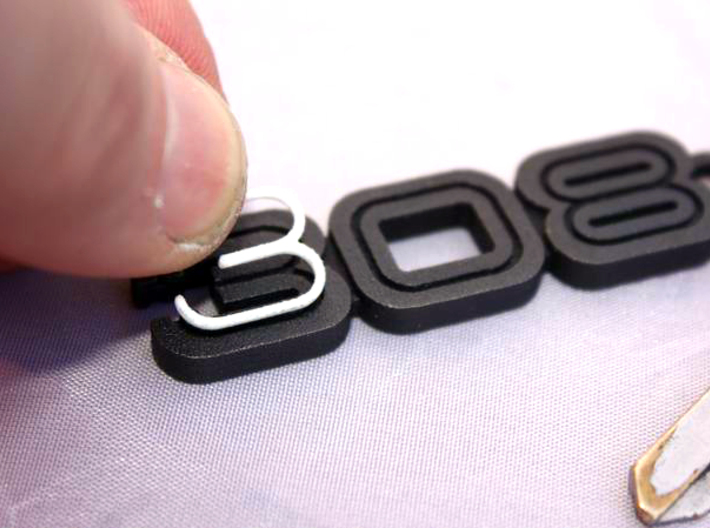 KEYCHAIN LOGO 308 3d printed Plastic inserts for the keychain with the Ferrari 308 logo in Black Steel