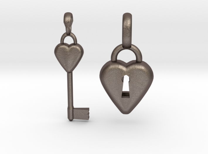 2 Pendants Hollow Heart and Key to Heart 3d printed