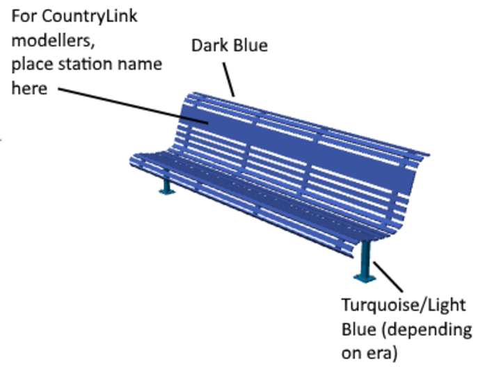 NSW Station Seat V2 3d printed Annotated image to assist in colouring and application of station name