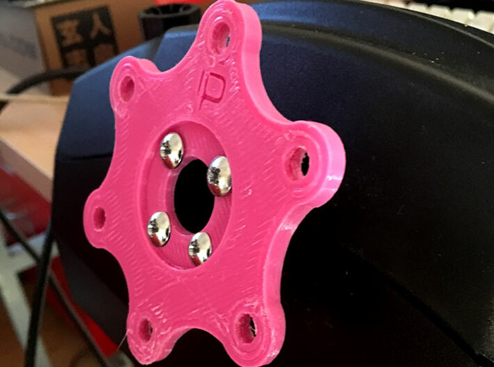 GT Force Pro Steering Wheel to 70mm Bolt Adapter 3d printed GT Force Pro with 70mm adapter attached