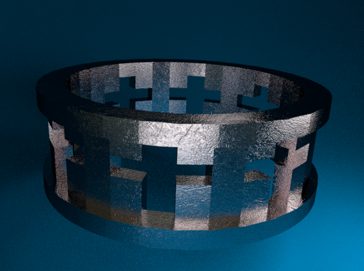 Cross Ring 3d printed Stainless Steel Render