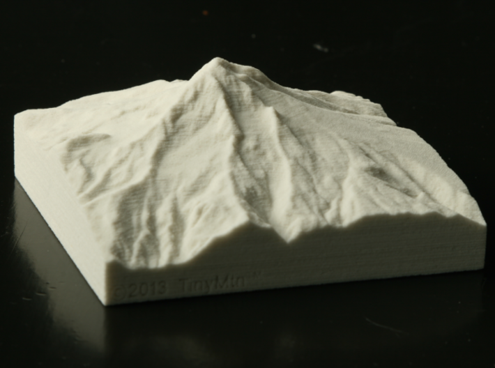 3'' Mt. Hood, Oregon, USA, Sandstone 3d printed Photo of actual print, viewed from the West, looking East.