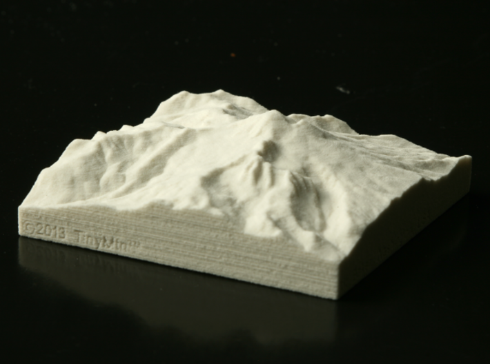 3'' Mt. Baker, Washington, USA, Sandstone 3d printed Photo of actual model, viewed from the Southwest