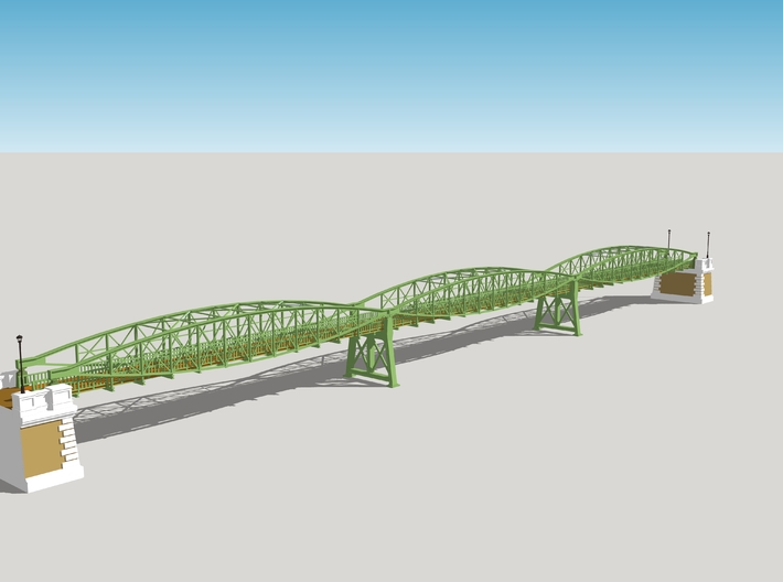 Hoogespoorbrug  Zwolle 3d printed This shows the complete bridge. This section is one of the outer sections with one side suitable to fit the bridge head.