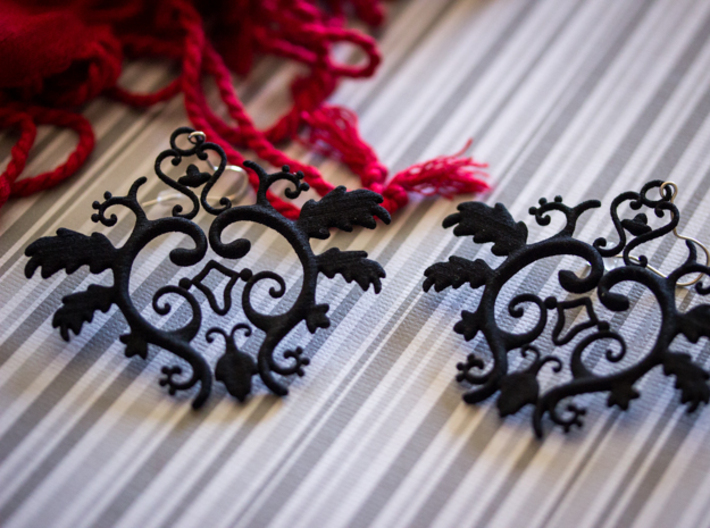 Gothic Leaves Earrings 3d printed