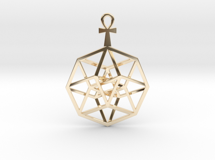 TesserAnkh Pendant 1.5&quot; 3d printed