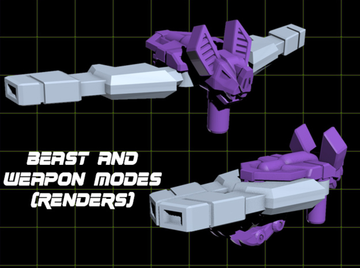 ShootBat Transforming Weaponoid Kit (5mm) 3d printed render showing the kit in both modes