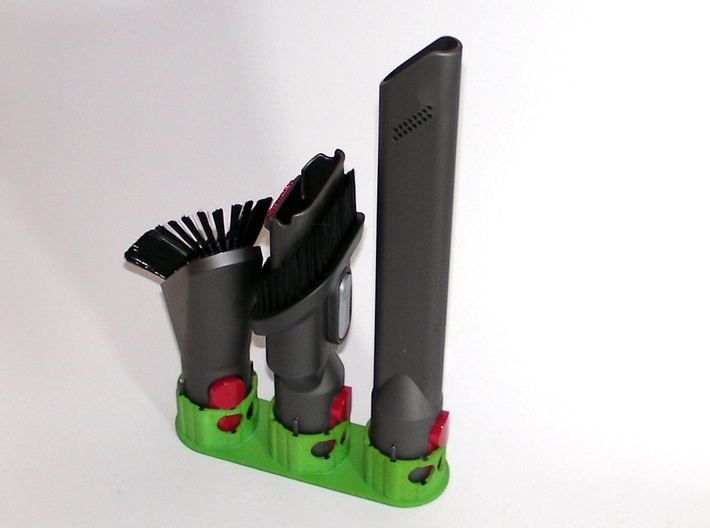 Holder - Dyson V7/V8 x3 Tool - Wall Mount 3d printed Showing the brush angled to fit