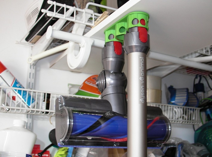 Holder - Dyson V7/V8 x 4 tools - Wall Mount 3d printed Showing how it hangs ('cuse the mess)