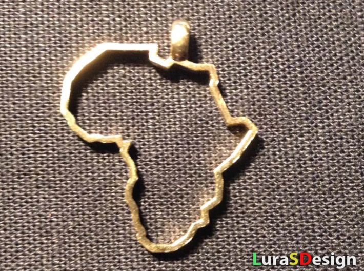 Africa Pendant 3d printed printed in Raw Brass