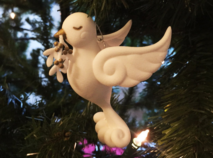 Dove Ornament 3d printed With some hand painted gold accents