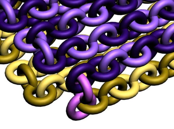 Double Loop Chain - 626 3d printed with artificial colors to distinguish the links (detail)