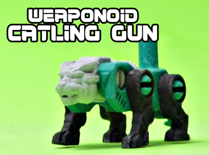 Catling Gun (Lion/Tiger) Transforming Weaponoid 3d printed White strong and flexible print, hand painted.