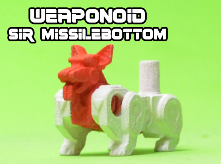 Sir Missilebottom (Corgi) Transforming Weaponoid 3d printed White strong and flexible print, hand painted.