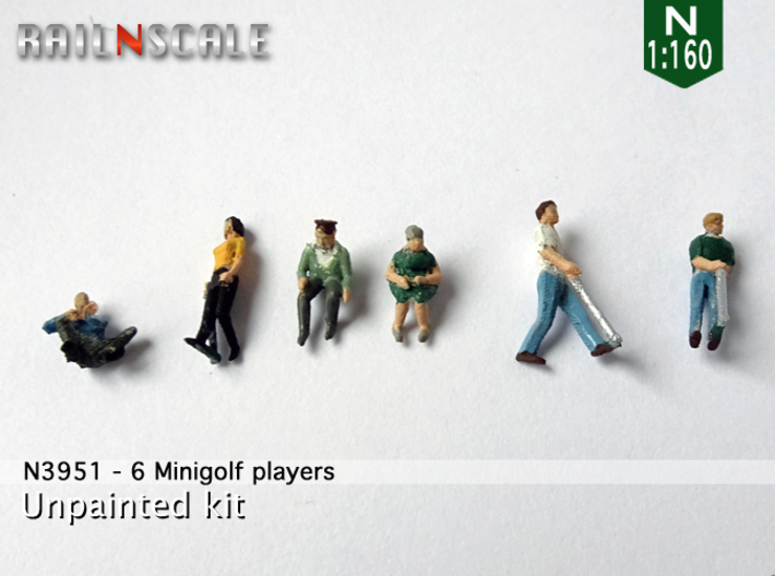6 Minigolf players (N 1:160) 3d printed