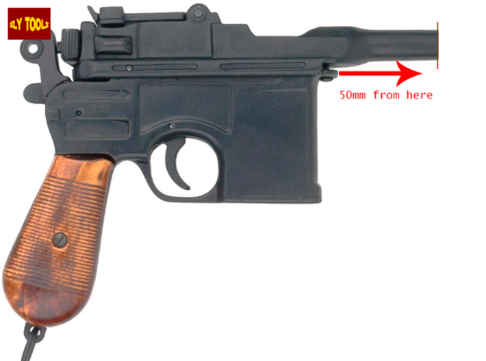 ANH - Bull Barrel (W/ Sight Version) 3d printed Denix Mauser C96: cut 50mm from the lip