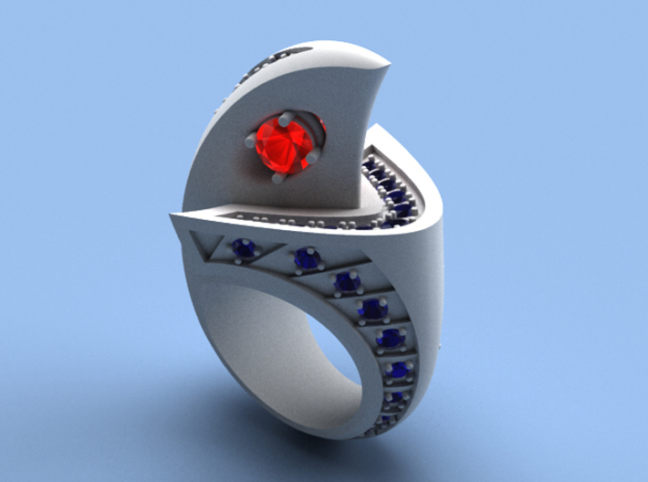 Falcon Ring with Gems - Size 12 (21.49 mm) 3d printed