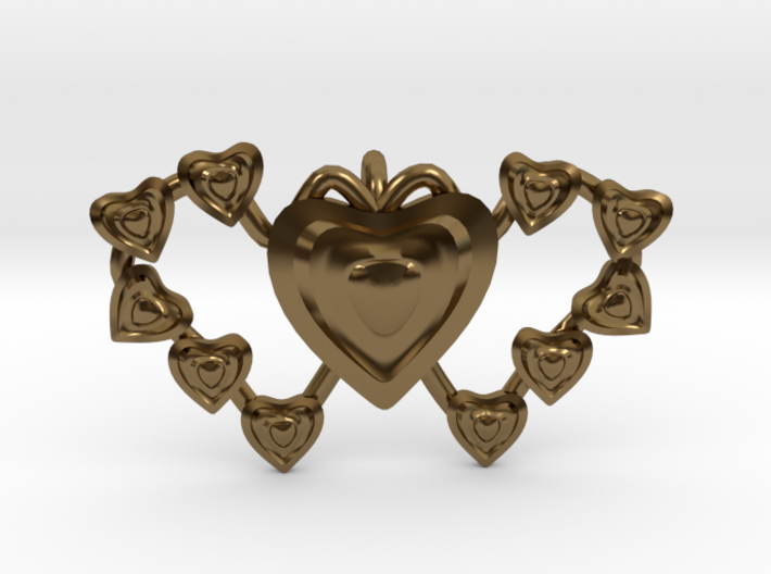 Valentine's 2 hearts Pendant 3d printed