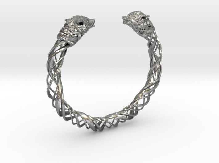 Viking wolf head bracelet size L 3d printed 