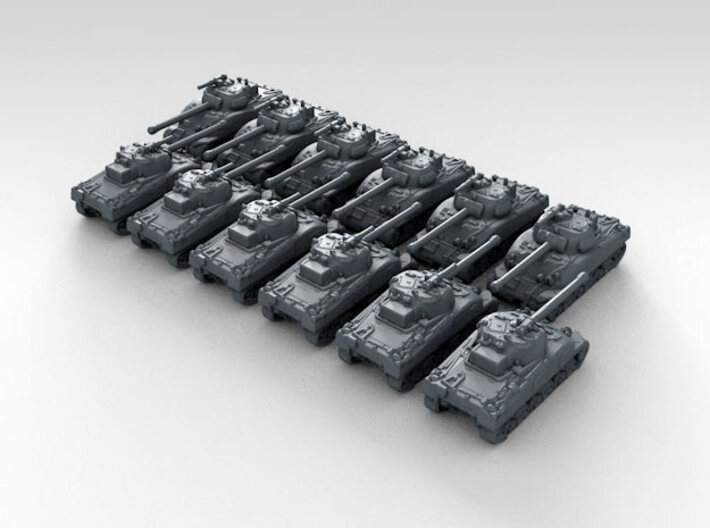1/600 Scale British Sherman Firefly Tank x12 3d printed 3d Render showing product detail
