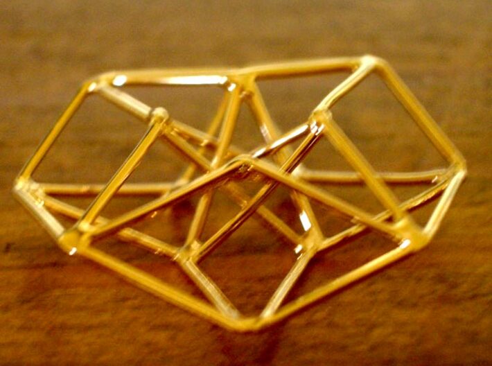 Toroidal Hypercube 80mm 1.5mm Time Traveller 3d printed Handmade Gold Plated Siver version (not Shapeways)