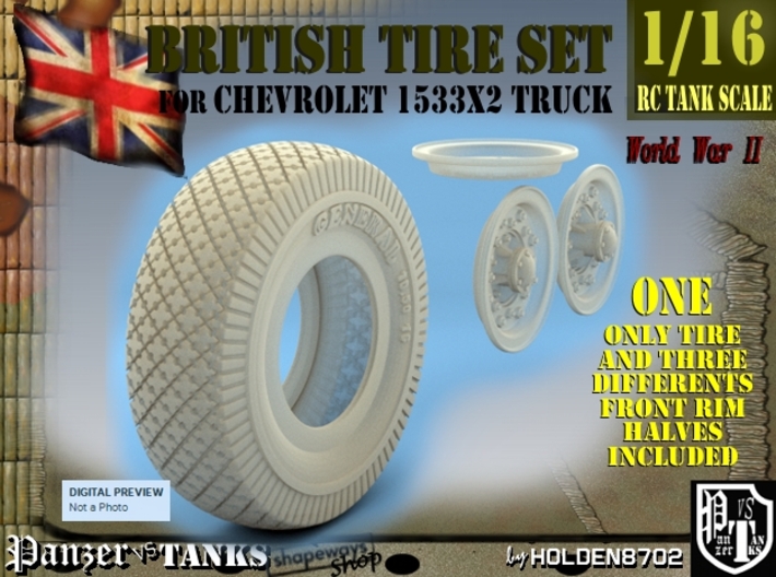 1-16 Chevy LRDG Sample Tire And Rims For FUD 3d printed