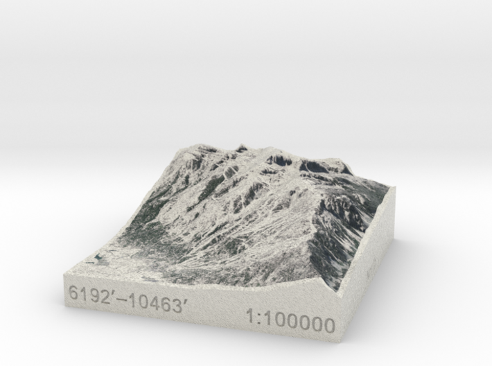 Jackson Hole in Winter, Wyoming, 1:100000 3d printed 