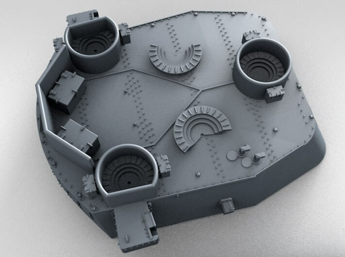 1/600 16"/45 MKI HMS Nelson Turrets 1943 3d printed 3d render showing X Turret detail