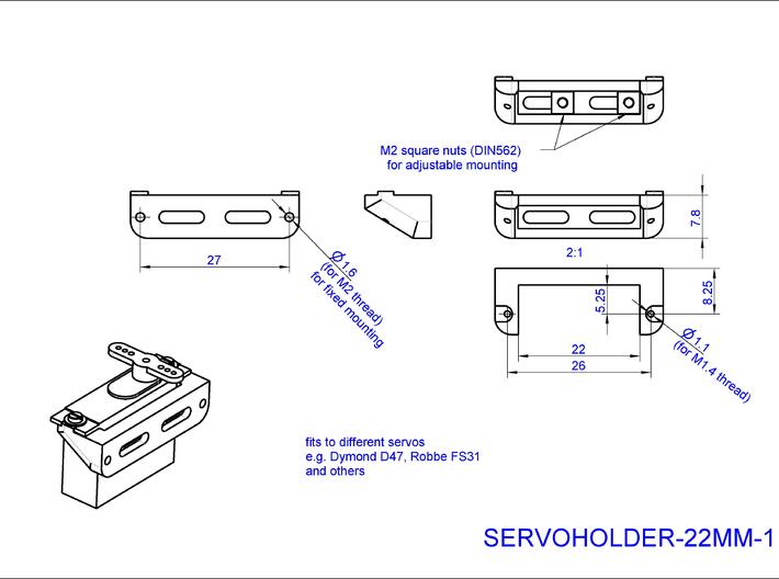 Servoholder-22mm-1-4pieces 3d printed 