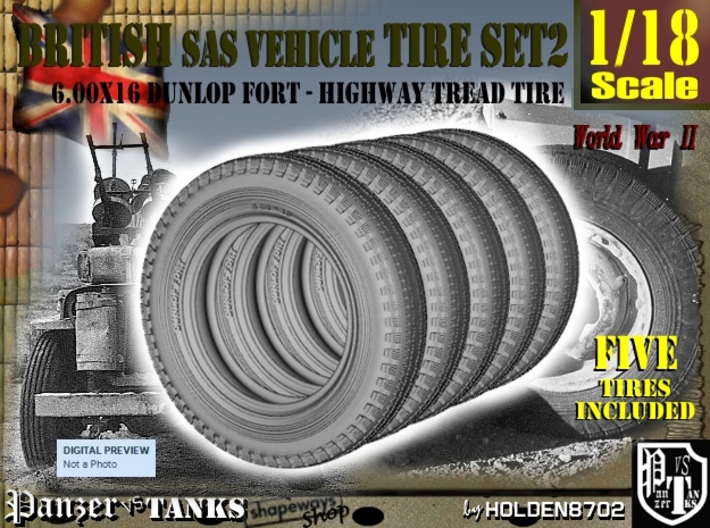 1/18 6.00 X 16 Dunlop Fort Tire SET2 3d printed