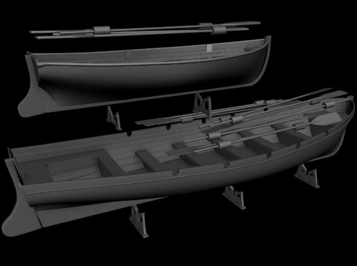 1/100 DKM 8m & 6m Long Boats Set 3d printed 