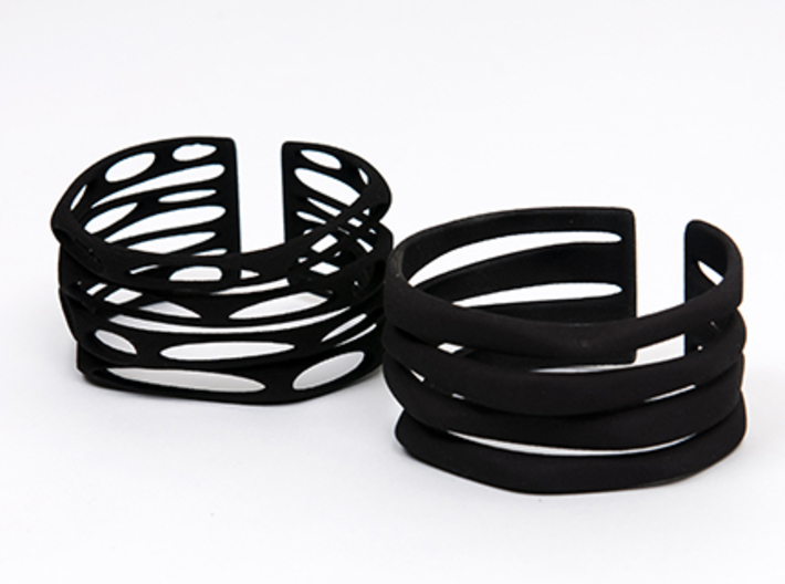 Rocker Coil Bracelet Perforated  3d printed Bracelet on left is the one for sale here.
