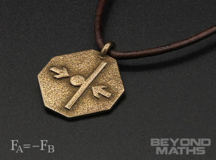 Pendant Newton's Third Law 3d printed Polished Bronze Steel