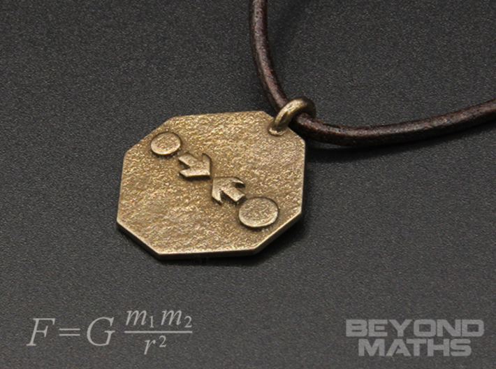 Pendant Newton's Law Of Gravitation 3d printed Polished Bronze Steel