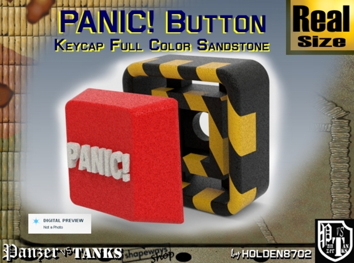Full Color Button of Panic 3d printed