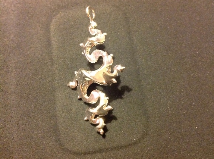 Dragon Pendant 6cm 3d printed Premium silver