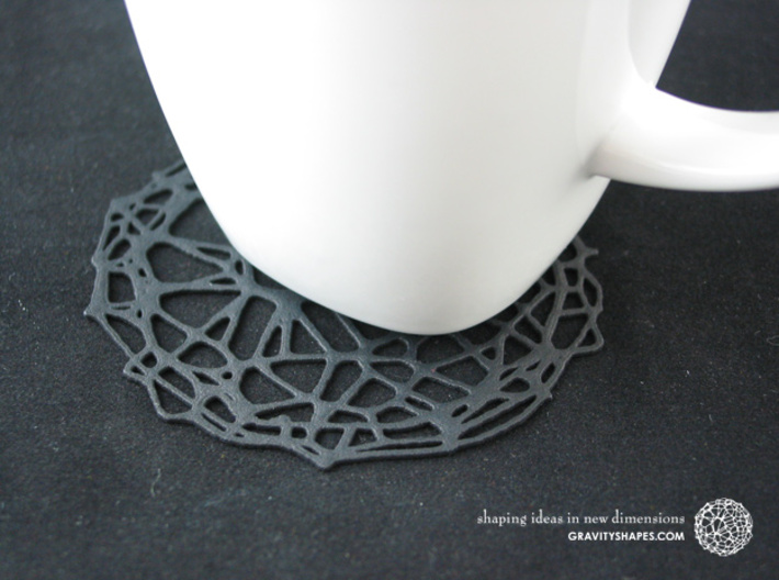 Drink coaster - Voronoi #9 (8 cm, thin) 3d printed Drink coaster - Voronoi #9 (8 cm, thin, black)