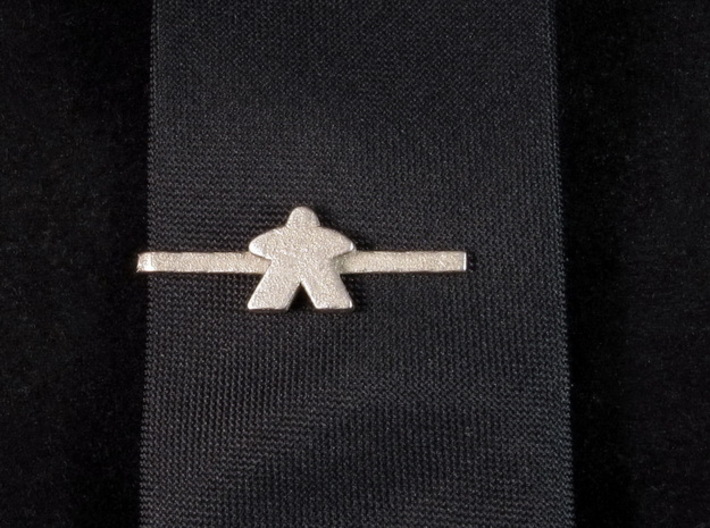 Meeple Tie Clip 3d printed Small Version, Polished Nickel Steel