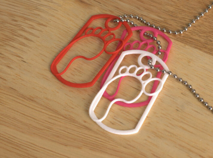 Footprint dog tag 3d printed 
