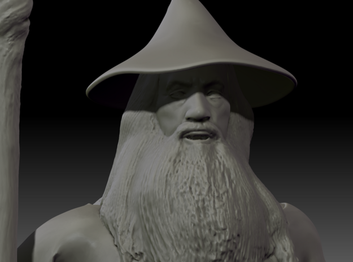 Gandalf Miniature 3d printed Close up of the face.