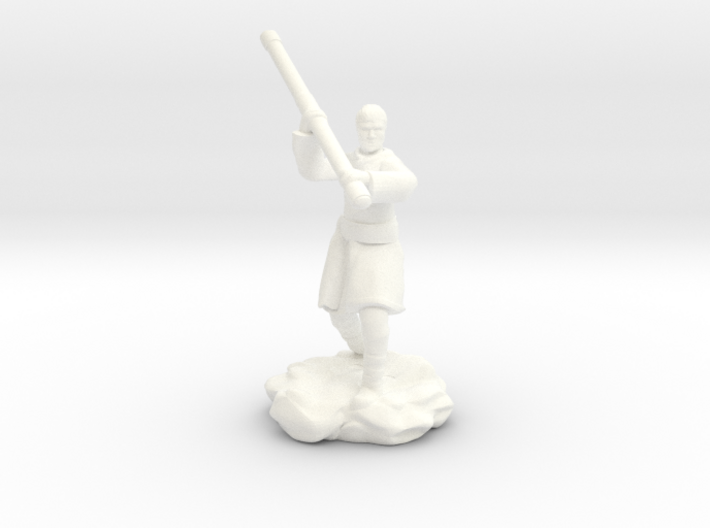 Human Monk With Staff 3d printed
